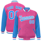 Custom Full-Snap Stripe Fashion Baseball Jackets Stitched Letters Logo for Adult/Youth