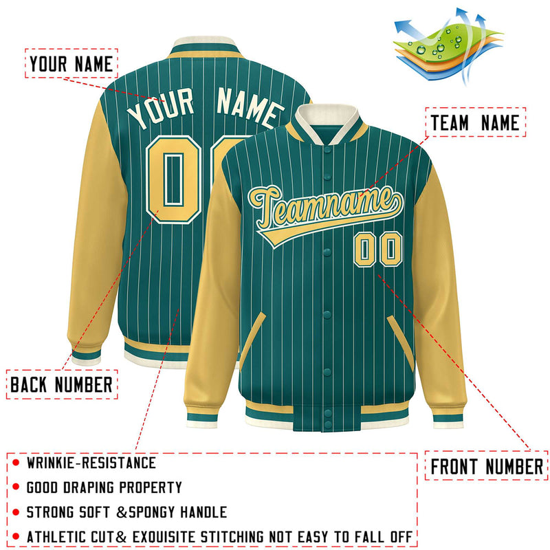 Custom Full-Snap Stripe Fashion College Jacket Stitched Name Number Big Size