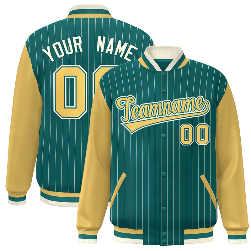 Custom Full-Snap Stripe Fashion College Jacket Stitched Name Number Big Size