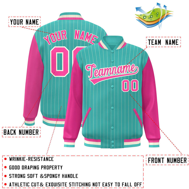 Custom Full-Snap Stripe Fashion Letterman Jackets Stitched Letters Logo for Men