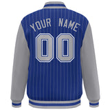 Custom Full-Snap Stripe Fashion College Jacket Stitched Text Logo for Adult