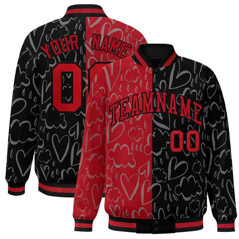 Custom Full-Snap Split Fashion Graffiti Style Baseball Jacket Stitched Text Logo