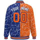 Custom Full-Snap Split Fashion Graffiti Style Baseball Jacket Stitched Text Logo