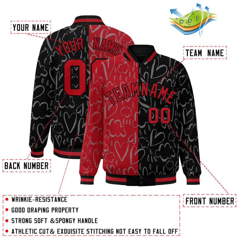 Custom Full-Snap Split Fashion Graffiti Style Letterman Jackets Stitched Text Logo
