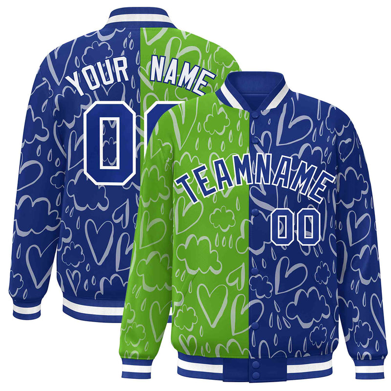 Custom Full-Snap Split Fashion Graffiti Style College Jacket Stitched Logo for Men