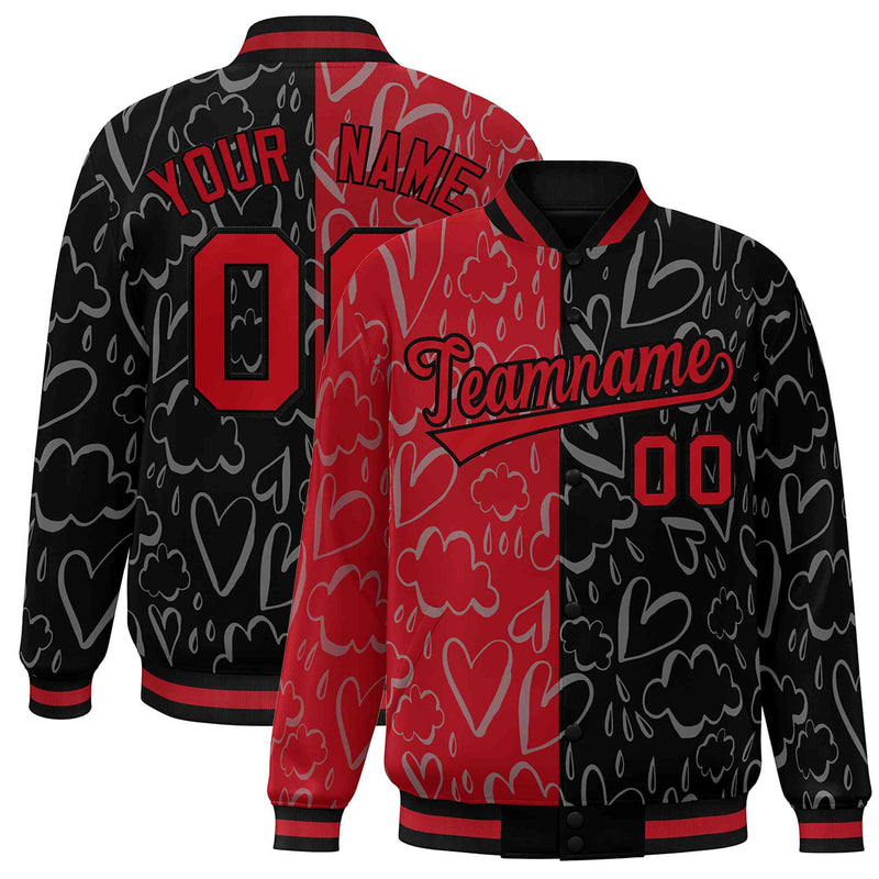 Custom Full-Snap Split Fashion Graffiti Style College Jacket Stitched Name Number