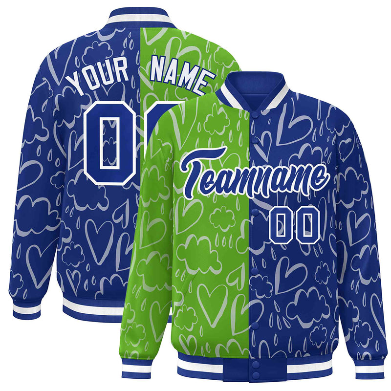 Custom Full-Snap Split Fashion Graffiti Style College Jacket Stitched Name Number Logo