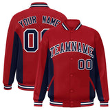 Custom Full-Snap Long Sleeves Color Block Letterman Bomber Jacket Stitched Name
