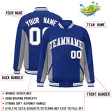 Custom Full-Snap Long Sleeves Color Block Letterman Bomber Jacket Stitched Name
