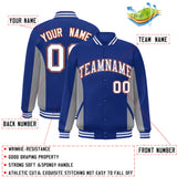 Custom Full-Snap Long Sleeves Color Block Letterman Bomber Jacket Stitched Name