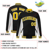 Custom Full-Snap Long Sleeves Color Block Letterman Bomber Jacket Stitched Name