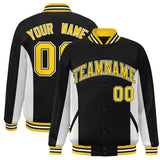 Custom Full-Snap Long Sleeves Color Block Letterman Bomber Jacket Stitched Name