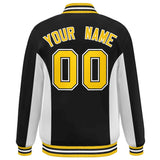 Custom Full-Snap Long Sleeves Color Block Letterman Bomber Jacket Stitched Name