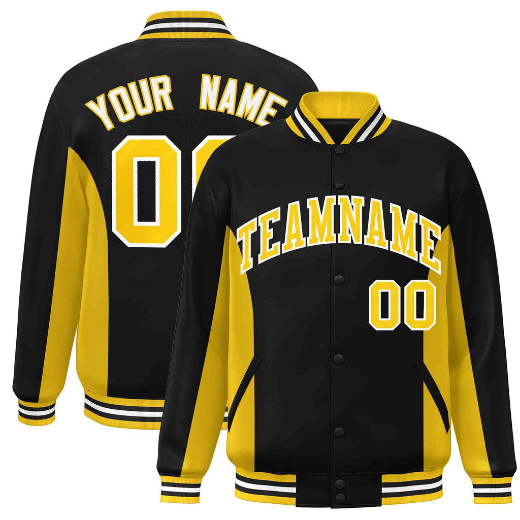 Custom Full-Snap Long Sleeves Color Block College Jacket Stitched Logo Big Size