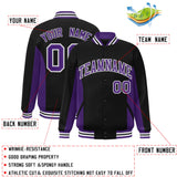 Custom Full-Snap Long Sleeves Color Block Letterman Bomber Jacket Stitched Name