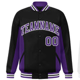 Custom Full-Snap Long Sleeves Color Block Letterman Bomber Jacket Stitched Name
