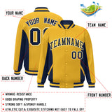 Custom Full-Snap Long Sleeves Color Block Letterman Bomber Jacket Stitched Name