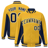 Custom Full-Snap Long Sleeves Color Block Letterman Bomber Jacket Stitched Name