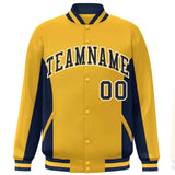 Custom Full-Snap Long Sleeves Color Block Letterman Bomber Jacket Stitched Name