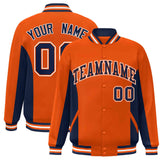 Custom Full-Snap Long Sleeves Color Block Letterman Bomber Jacket Stitched Name