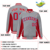 Custom Full-Snap Long Sleeves Color Block Letterman Bomber Jacket Stitched Name