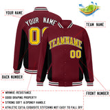 Custom Full-Snap Long Sleeves Color Block Letterman Bomber Jacket Stitched Name