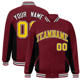 Custom Full-Snap Long Sleeves Color Block Letterman Bomber Jacket Stitched Name