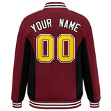 Custom Full-Snap Long Sleeves Color Block Letterman Bomber Jacket Stitched Name
