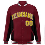 Custom Full-Snap Long Sleeves Color Block Letterman Bomber Jacket Stitched Name