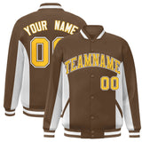 Custom Full-Snap Long Sleeves Color Block Letterman Bomber Jacket Stitched Name