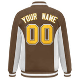Custom Full-Snap Long Sleeves Color Block Letterman Bomber Jacket Stitched Name