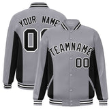 Custom Full-Snap Long Sleeves Color Block College Jacket Stitched Text Logo