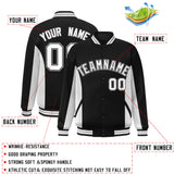 Custom Full-Snap Long Sleeves Color Block College Jacket Stitched Text Logo