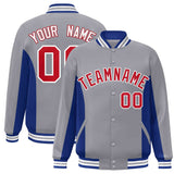 Custom Full-Snap Long Sleeves Color Block College Jacket Stitched Letters Logo Big Size