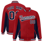 Custom Full-Snap Long Sleeves Color Block Baseball Jackets Stitched Letters