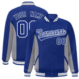 Custom Full-Snap Long Sleeves Color Block College Jacket Stitched Name Number