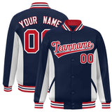 Custom Full-Snap Long Sleeves Color Block College Jacket Stitched Name Number