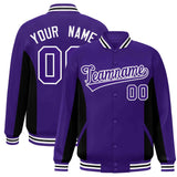 Custom Full-Snap Long Sleeves Color Block Letterman Bomber Jackets Stitched Logo