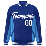 Custom Full-Snap Long Sleeves Color Block Varsity Baseball Jacket Stitched Letters Logo