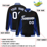 Custom Full-Snap Long Sleeves Color Block Varsity Baseball Jacket Stitched Letters Logo