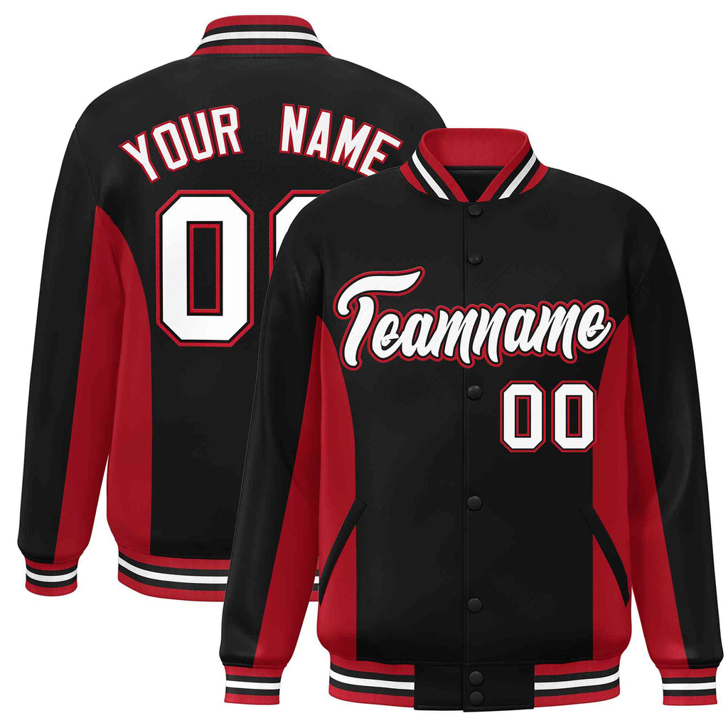 Custom Full-Snap Long Sleeves Color Block Varsity Baseball Jacket Stitched Letters Logo