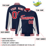 Custom Full-Snap Long Sleeves Color Block Varsity Baseball Jacket Stitched Letters Logo