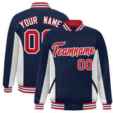 Custom Full-Snap Long Sleeves Color Block Varsity Baseball Jacket Stitched Letters Logo