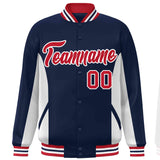 Custom Full-Snap Long Sleeves Color Block Varsity Baseball Jacket Stitched Letters Logo