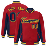 Custom Full-Snap Long Sleeves Color Block Varsity Baseball Jacket Stitched Letters Logo