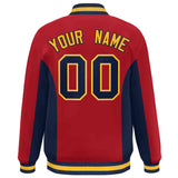 Custom Full-Snap Long Sleeves Color Block Varsity Baseball Jacket Stitched Letters Logo