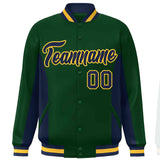 Custom Full-Snap Long Sleeves Color Block Varsity Baseball Jacket Stitched Letters Logo