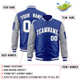 Custom Full-Zip Raglan Sleeves Baseball Jackets Stitched Letters Logo for Adult/Youth