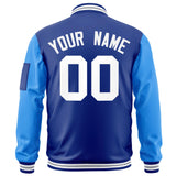 Custom Full-Zip Raglan Sleeves Varsity Baseball Jacket Stitched Text Logo for Adult