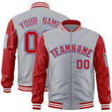 Custom Full-Zip Raglan Sleeves College Jacket Stitched Letters Logo for Adult